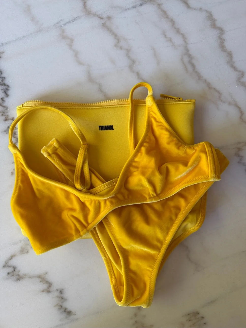 triangl swimwear Yellow Velvet Bikini Set